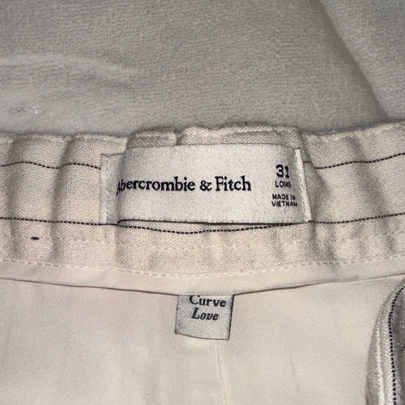 Abercrombie & Fitch Women's Cream Pinstripe Pants - Picture 2 of 4